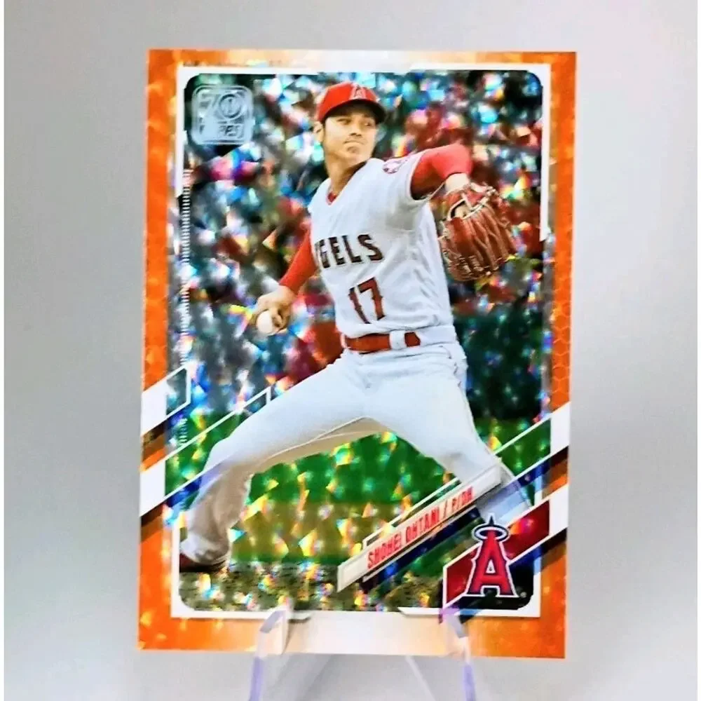 Shohei Ohtani 2021 Topps Chrome #150 Orange Foil Refractor SP 237/299 - Picture 5 of 8
